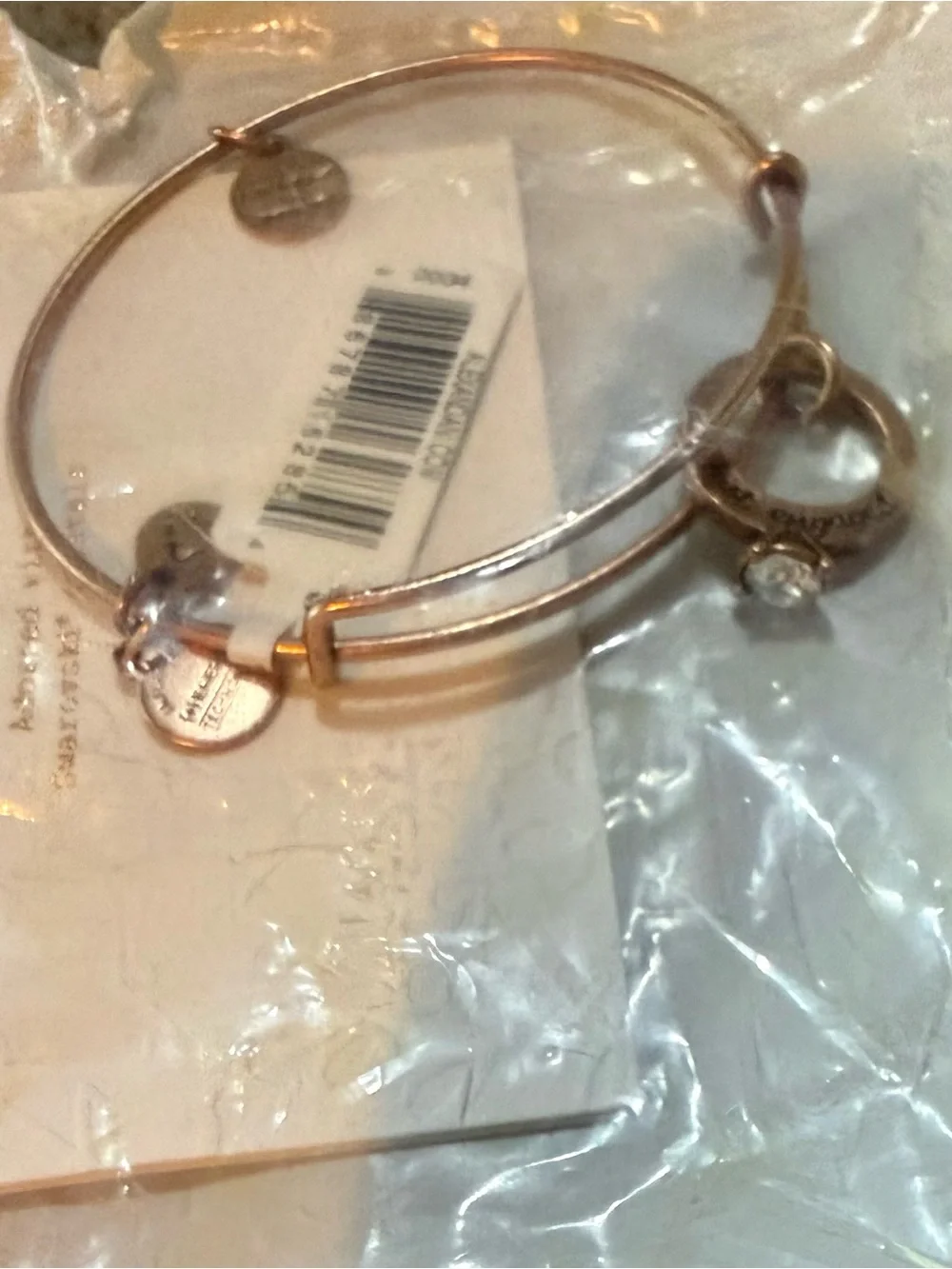Alex and Ani Rose Gold “just engaged”Charm Double Bangle Bracelet NWT